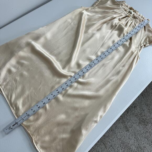 Stark X Dress Womens Small Beige Satin Mini Ruffle Collar Neutral Minimalist - Picture 10 of 15